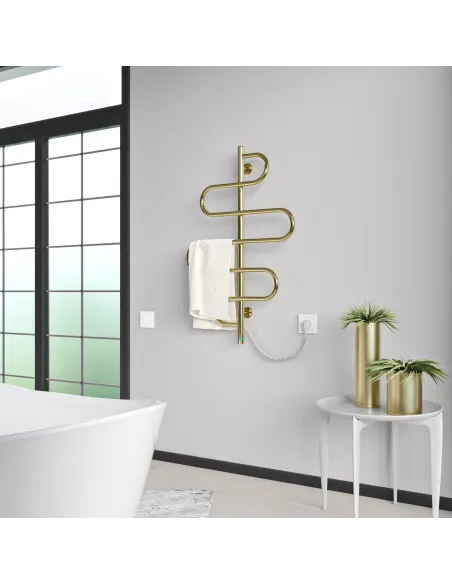 Полотенцесушитель электрический Kosser Лиана 900х550 ЕLR, золотой, нержавеющая сталь - 4