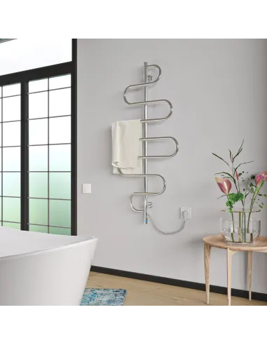 Полотенцесушитель электрический Kosser Лиана 900х550 ЕLR, хром, нержавеющая сталь - 3