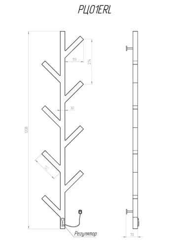 Полотенцесушитель электрический Kosser Цедро 1200х255 ERL, с таймером - 4