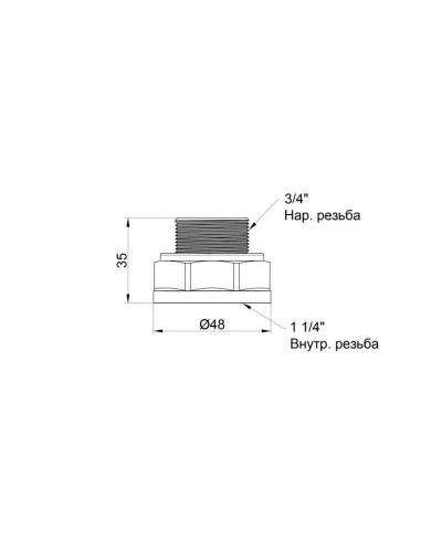 Переходник латунный SD Plus ВН SD4093220 1 1/4 х 3/4 дюйма - 2