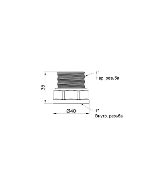 Переходник латунный SD Plus ВН SD4092525 1 х 1 дюйм - 2 Переходник латунный SD Plus ВН SD4092525 1 х 1 дюйм - 2