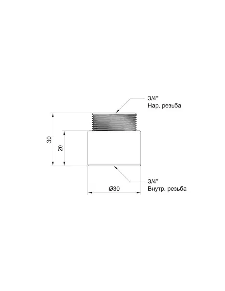 Удлинитель латунный SD Plus SD1302020 хром, 20 мм х 3/4 дюйма - 2