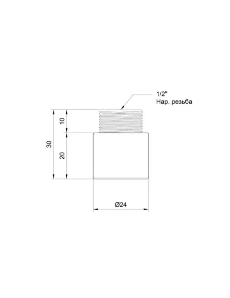 Удлинитель латунный SD Plus SD1301520 хром, 20 мм х 1/2 дюйма - 2