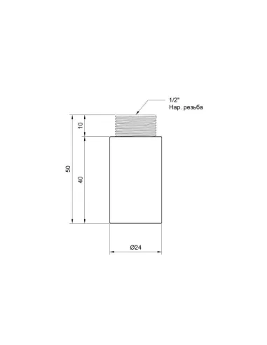 Удлинитель латунный SD Plus SD1301540 хром, 40 мм х 1/2 дюйма - 2