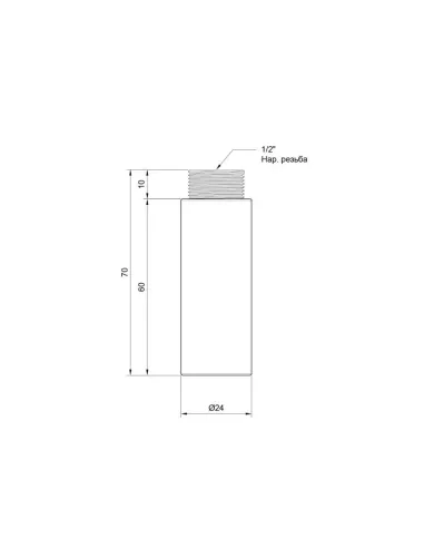 Удлинитель латунный SD Plus SD1301560 хром, 60 мм х 1/2 дюйма - 2