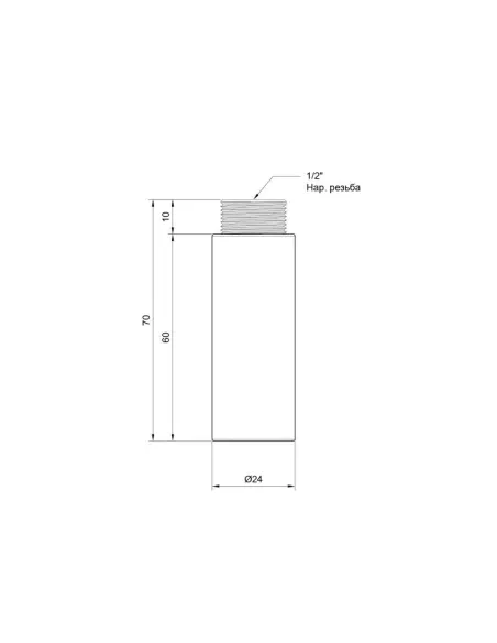 Удлинитель латунный SD Plus SD1301560 хром, 60 мм х 1/2 дюйма - 2