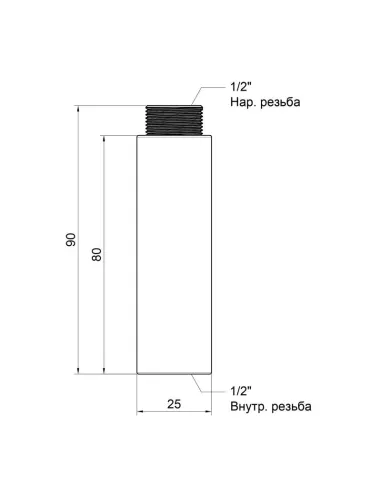 Удлинитель латунный SD Plus SD1301580 хром, 80 мм х 1/2 дюйма - 2