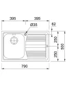 Мойка кухонная прямоугольная правая Franke Logica line 611-79 Decor, 790x500x180 мм - 2