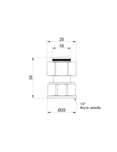 Переходник обжимной SD Plus ВР SD153W1615 16 х 1/2 дюйма, для МП труб - 2