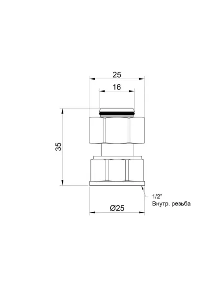 Переходник обжимной SD Plus ВР SD153W1615 16 х 1/2 дюйма, для МП труб - 2