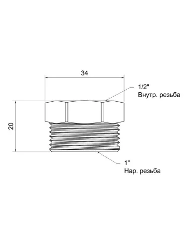 Футорка латунная SD Plus НВ SD4232515 1 х 1/2 дюйма - 2