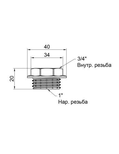 Футорка латунна SD Plus НВ SD4232520 1 х 3/4 дюйма - 2