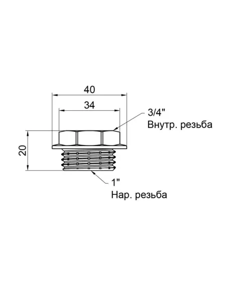 Футорка латунна SD Plus НВ SD4232520 1 х 3/4 дюйма - 2