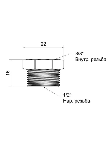 Футорка латунна SD Plus НВ SD423159 1/2 х 3/8 дюйма - 2