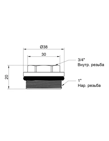 Футорка для коллектора SD Plus НВ SD35420 1 х 3/4 дюйма - 2