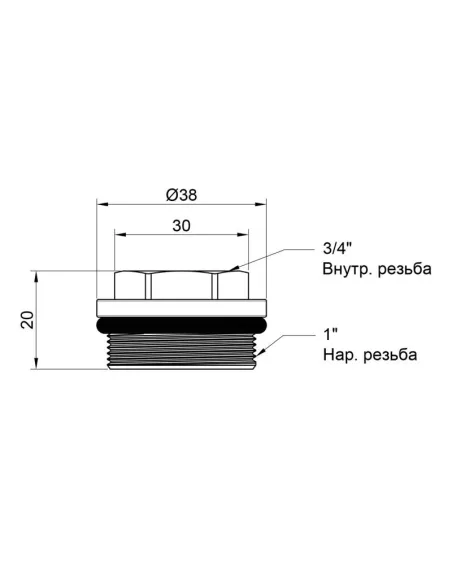 Футорка для коллектора SD Plus НВ SD35420 1 х 3/4 дюйма - 2 Футорка для коллектора SD Plus НВ SD35420 1 х 3/4 дюйма - 2