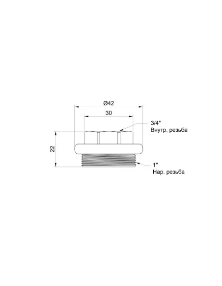 Футорка для коллектора SD Plus SD11520S 1 х 3/4 дюйма, левая - 2