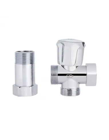 Приладовий кран кульовий SD Plus ННВ SD183W20, потрійний, з подовжувачем 3/4 х 3/4 х 3/4 дюйма - 3