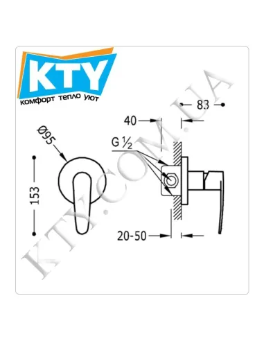 Змішувач для душу прихованого монтажу Tres Flat - Tres 204.177.01 хром - 1