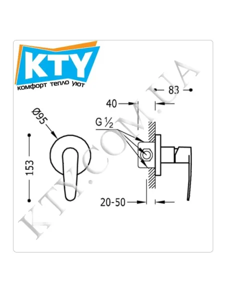 Змішувач для душу прихованого монтажу Tres Flat - Tres 204.177.01 хром - 1