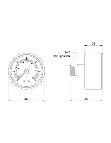 Манометр SD Plus SD1716B 6 бар, заднее подключение, 1/4 дюйма - 2