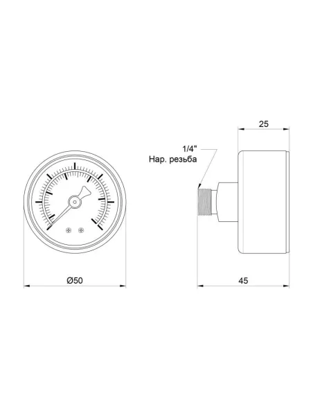 Манометр SD Plus SD1716B 6 бар, заднее подключение, 1/4 дюйма - 2