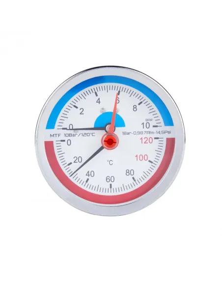 Термоманометр із запірним клапаном SD Plus SD17310B 10 бар, заднє підключення, 1/2 дюйми - 1