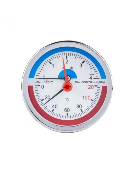 Термоманометр с запорным клапаном SD Plus SD1734B 4 бар, заднее подключение, 1/2 дюйма - 1