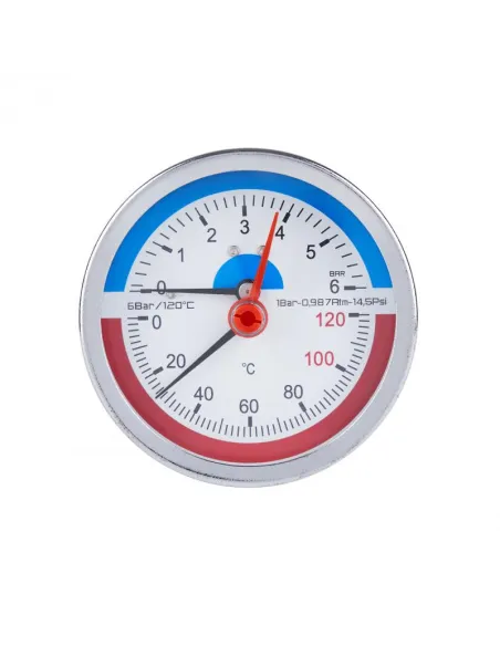 Термоманометр с запорным клапаном SD Plus SD1736B 6 бар, заднее подключение, 1/2 дюйма - 1
