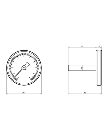 Термометр SD Plus SD17440MM 63 мм, заднее подключение, 1/2 дюйма - 2