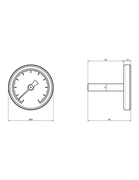 Термометр SD Plus SD17440MM 63 мм, заднее подключение, 1/2 дюйма - 2
