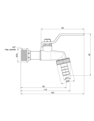 Кран для поливу SD Plus НР SD140W20 3/4 дюйми - 2