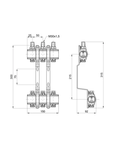 Коллектор латунный терморегулировочный SD Forte SF002W3 3 выхода, 1 дюйм - 1
