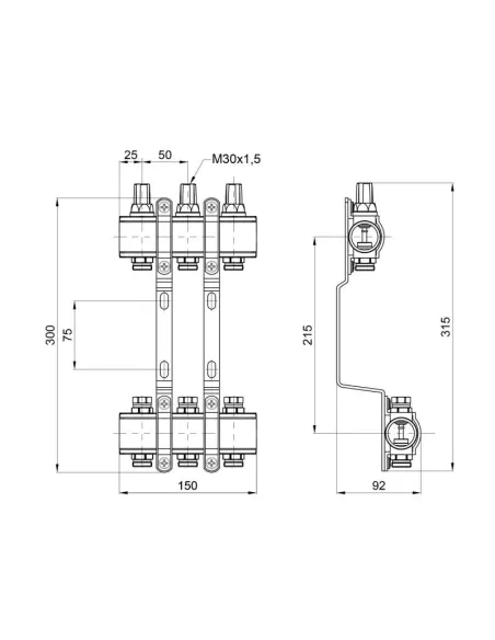 Коллектор латунный терморегулировочный SD Forte SF002W3 3 выхода, 1 дюйм - 1