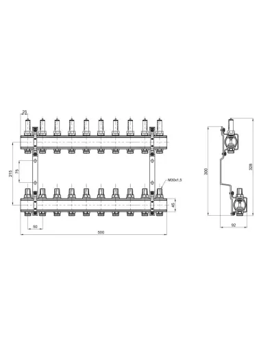 Колектор латунний з витратомірами SD Forte SF001W10 10 виходів, 1 дюйм - 2