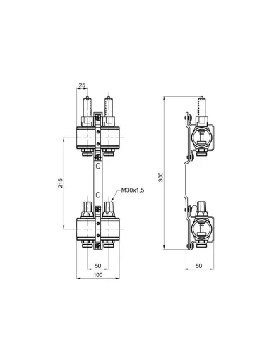 Коллектор латунный с расходомерами SD Forte SF001W2 2 выхода, 1 дюйм - 2