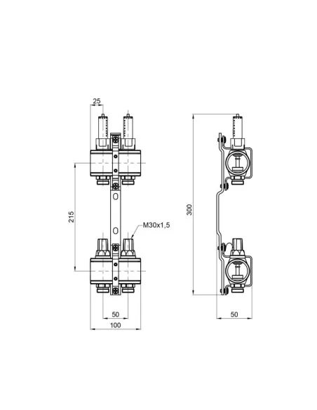 Коллектор латунный с расходомерами SD Forte SF001W2 2 выхода, 1 дюйм - 2