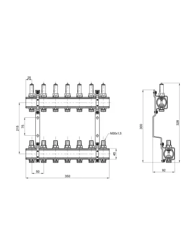 Колектор латунний з витратомірами SD Forte SF001W7 7 виходів, 1 дюйм - 2
