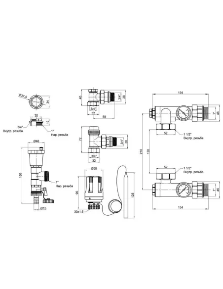 Смесительная группа SD Forte SF006W25 без байпаса, 1 дюйм - 2