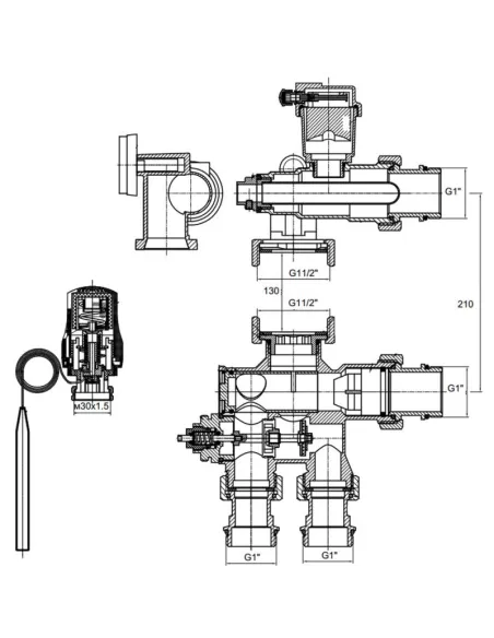Смесительная группа SD Forte SF007W25, нижнее подключение, 1 дюйм - 2 Смесительная группа SD Forte SF007W25, нижнее подключение, 1 дюйм - 2