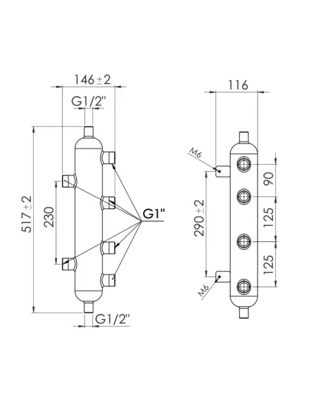 Гидрострелка SD Forte SF29375 75 кВт 1 дюйм - 2
