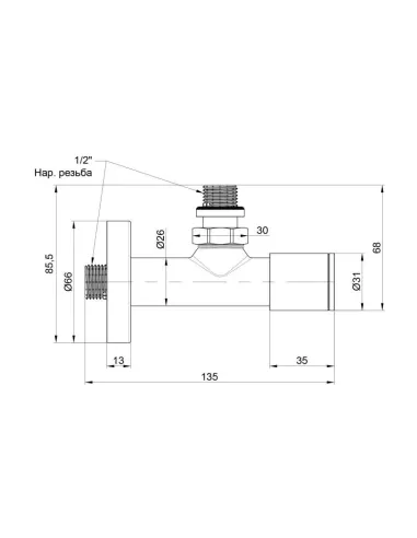 Кран для полотенцесушителя угловой SD Forte НР SF395W15, комплект, 1/2 дюйма - 2
