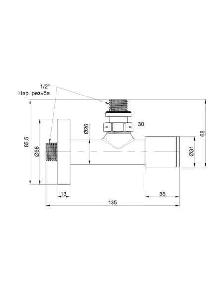 Кран для полотенцесушителя угловой SD Forte НР SF395W15, комплект, 1/2 дюйма - 2