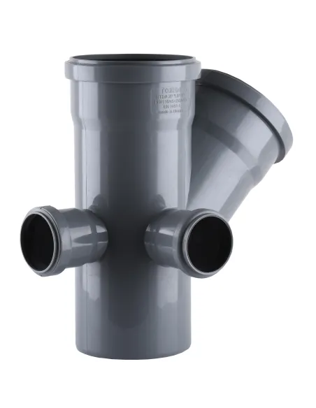 Крестовина для внутренней канализации VS Plast 2 пл 110 х 110 х 45 с отводом 2 х 50 х 90 - 1