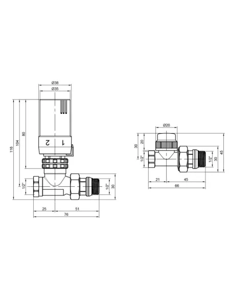 Комплект термостатический для радиатора SD Plus SD353W15 прямой, 1/2 дюйма - 2 Комплект термостатический для радиатора SD Plus SD353W15 прямой, 1/2 дюйма - 2