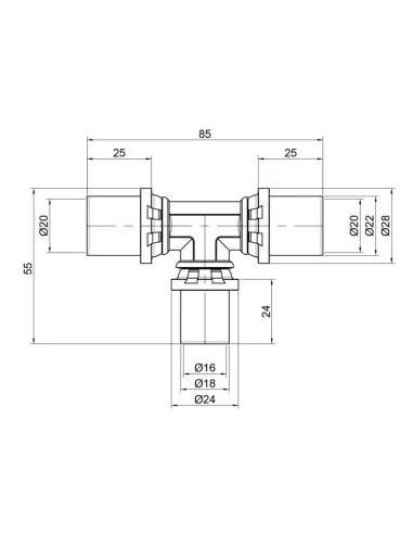 Тройник - пресс Icma №406 20 х 16 х 20 мм, для МП труб - 2