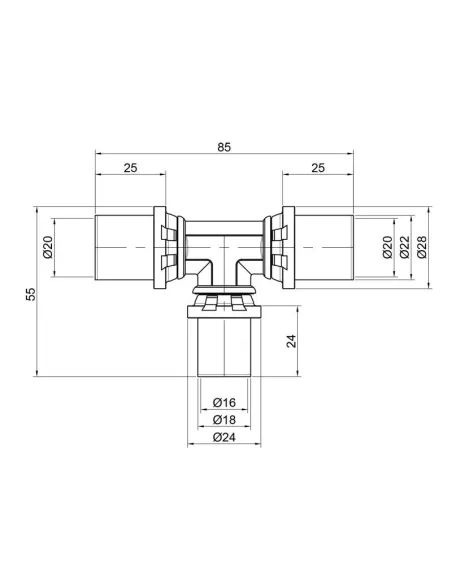 Тройник - пресс Icma №406 20 х 16 х 20 мм, для МП труб - 2