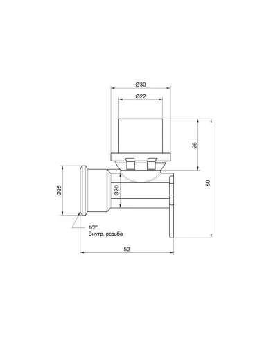 Уголок - пресс Icma настенный ВР №410 16 х 1/2 дюйма, для МП труб - 2