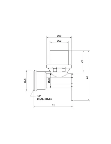Уголок - пресс Icma настенный ВР №410 16 х 1/2 дюйма, для МП труб - 2