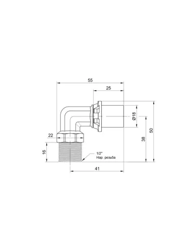 Уголок - пресс Icma усиленный НР №404 16 х 1/2 дюйма, для МП труб - 2